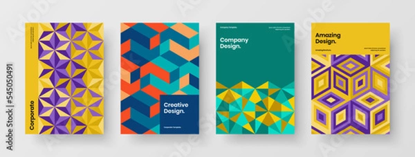 Fototapeta Unique mosaic tiles company identity concept collection. Clean annual report vector design illustration set.