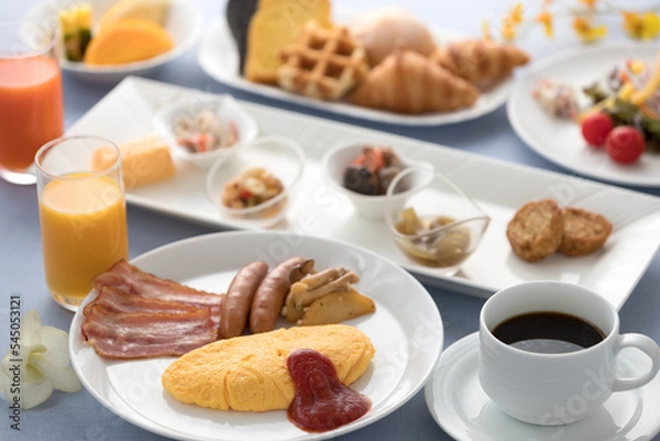 Fototapeta ホテルの朝食・ビュッフェ・バイキング