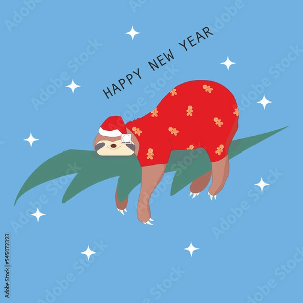 Fototapeta Sloth for christmas