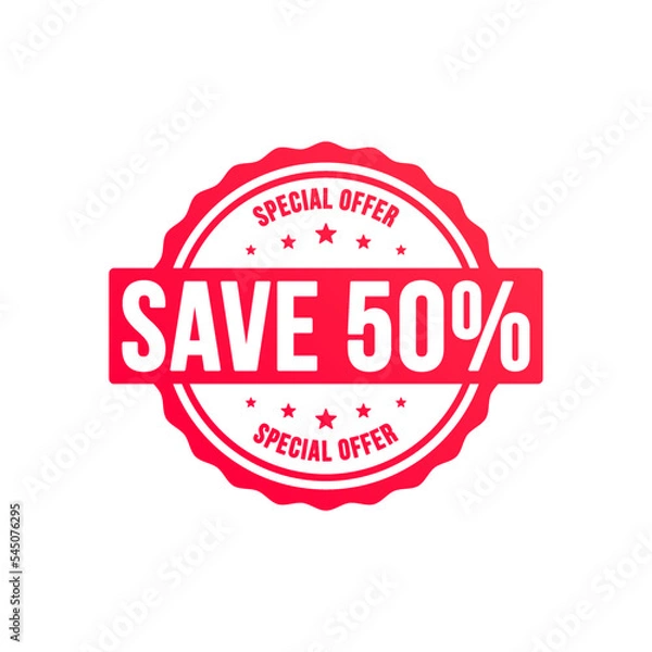 Obraz Save 50% Special Offer Shopping Vector Label 