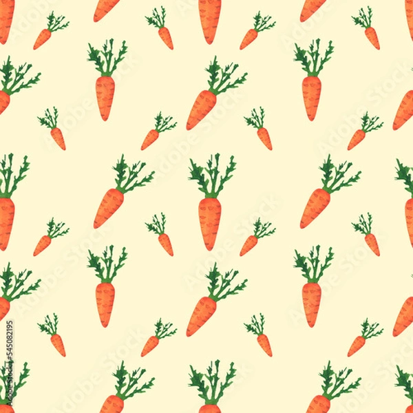 Fototapeta Seamless vegetable New Year's pattern on a yellow carrot background. 