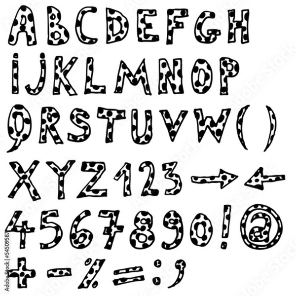 Fototapeta Doodle Spotted Alphabet Set