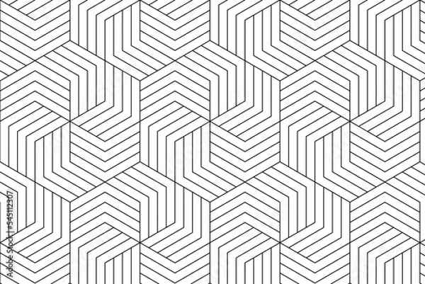 Fototapeta Abstract geometric pattern with lines, rhombuses  Dark lines on a white background
