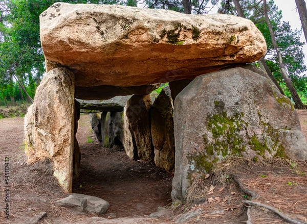 Obraz Mane Kerioned Dolmens also dolmen House of the Dwarfs - megalithic monument, Carnac, Brittany, Morbihan, France