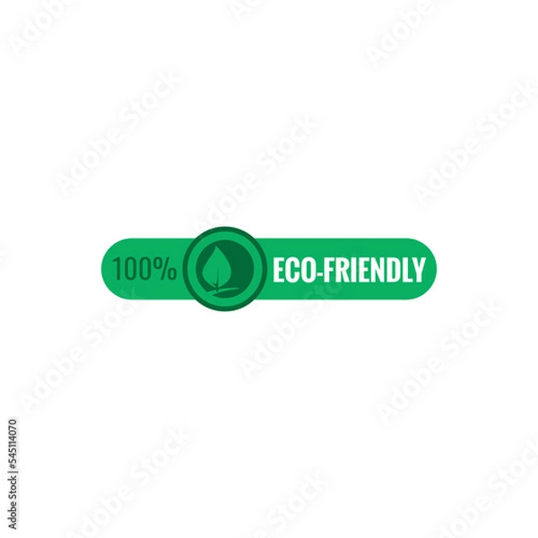 Fototapeta 100% Eco-friendly green banner art template vector illustration. Ad banner tag for social media.