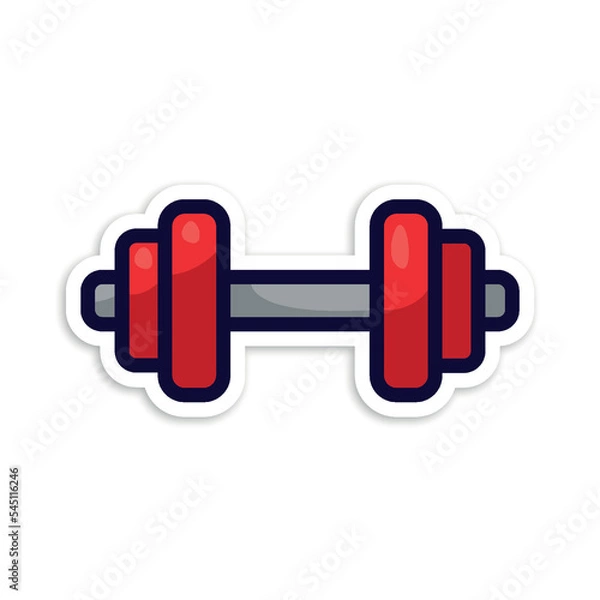 Fototapeta dumbbell, editable cartoon style sticker vector