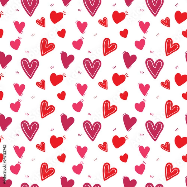 Fototapeta Collection of vector seamless patterns for valentine's day. Simple design. Valentine's day patterns and backgrounds. Endless texture can be used for printing onto fabric and paper, postcards