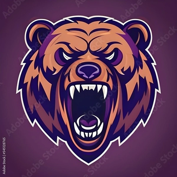 Obraz Savage and powerful bear face. Suitable for logo, mascot etc. 