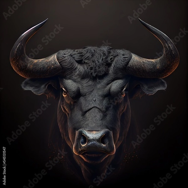 Obraz Wspaniała głowa Black Bull, wygenerowała AI