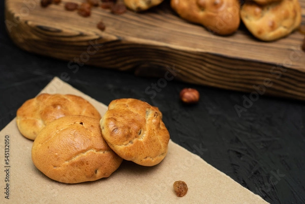 Obraz Homemade peanut butter cookies on black background