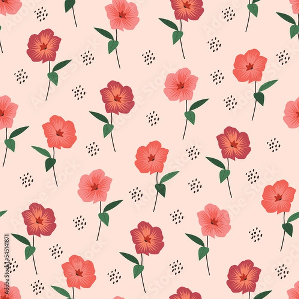 Fototapeta Exquisite floral seamless pattern design. Aesthetic allover printed floral arrangement. Dainty flowery texture of bunch of flowers