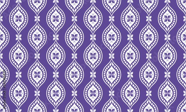 Fototapeta Ogee pattern in purple and white designed for fabric or paper printing
