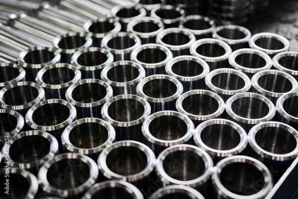 Fototapeta Pattern of metal hollow bars made with smart machines