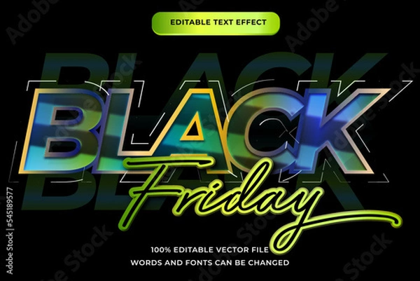 Obraz Black friday text effect gold modern mirror style editable font