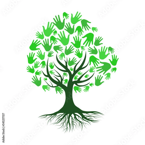 Obraz hand with tree isolate on transparent background.