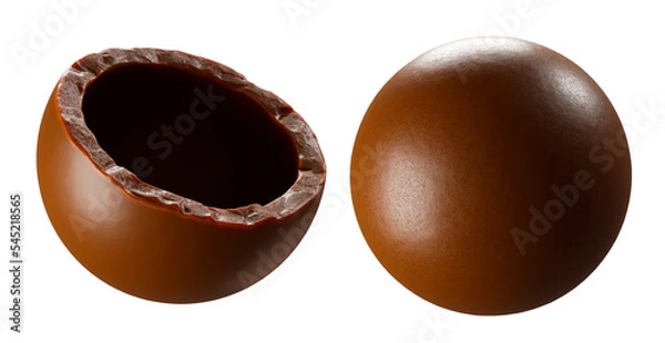 Obraz ball chocolate isolated on background. 3d illustration. Clipping path