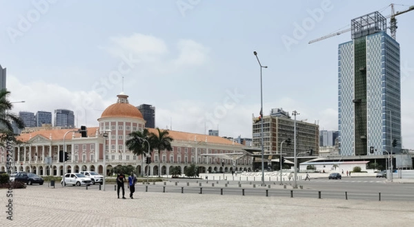 Obraz View at the Luanda marginal, BNA - Angola National Bank and Coin Museum buildings, downtown lifestyle, modern skyscrapers and other buildings on Luanda downtown