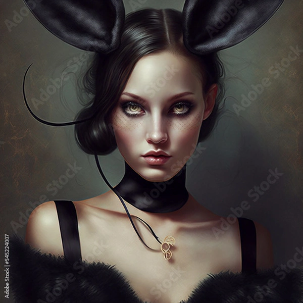 Fototapeta black rabbit play game