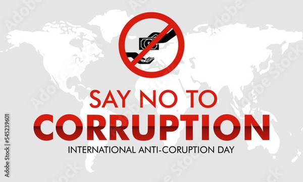 Fototapeta Design banner international anti-corruption day, 9 December, poster anti corruption illustration for printing, say no to corruption banner. no corruption awareness banner. man refusing to take money