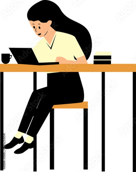 Fototapeta illustration of business workers and some statistics on display