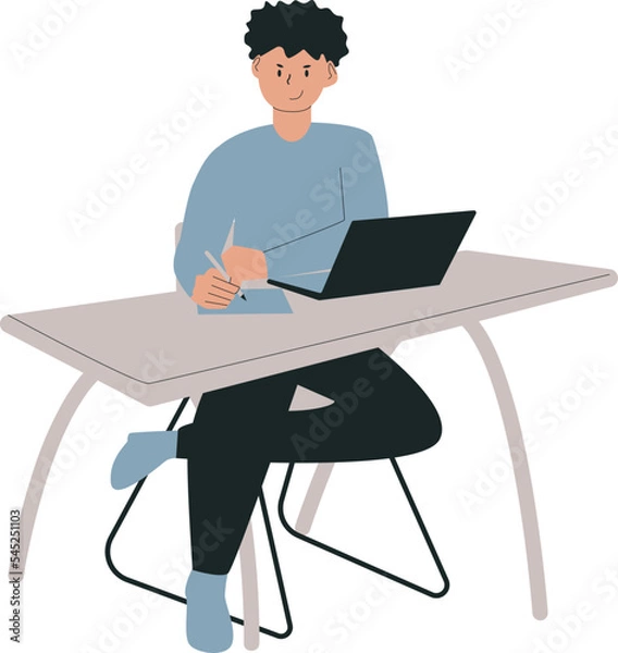 Fototapeta illustration of business workers and some statistics on display