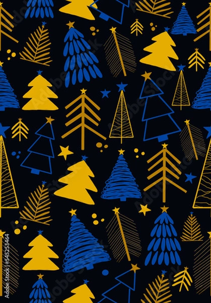 Obraz Christmas pattern with different types of trees