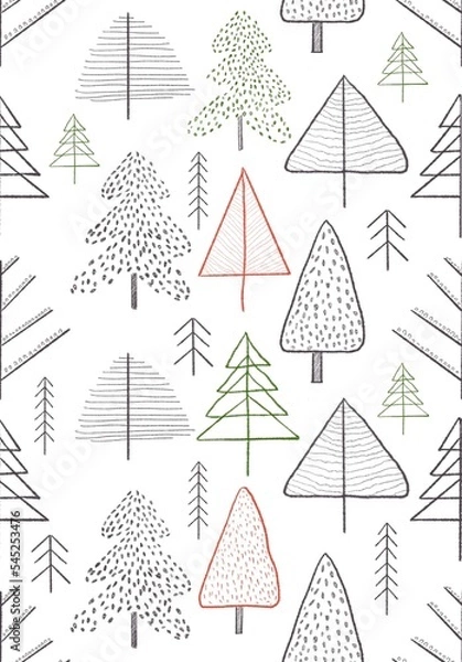 Fototapeta christmas trees seamless pattern