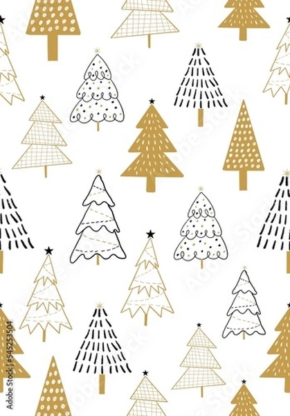 Obraz set of christmas trees pattern