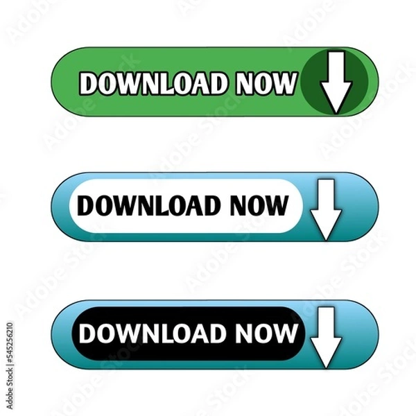 Fototapeta Illustration of green,skyblue colour download now button icon three times