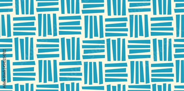 Obraz The ornament is in the form of prints of squares consisting of horizontal and vertical blue lines. Vector image.
