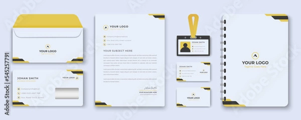 Fototapeta Corporate Branding identity template design. Modern Stationery mockup black and red color. Business style stationery and documentation. Vector illustration