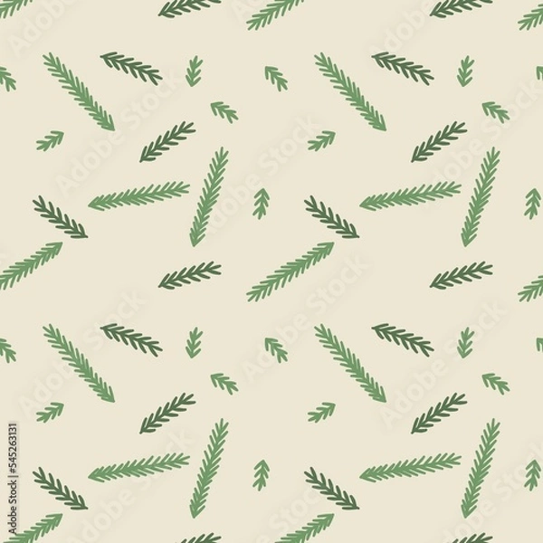 Obraz seamless beige christmas pattern with christmas tree branches