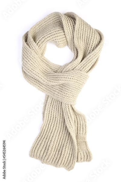 Fototapeta beige wool scarf loop isolated on white background