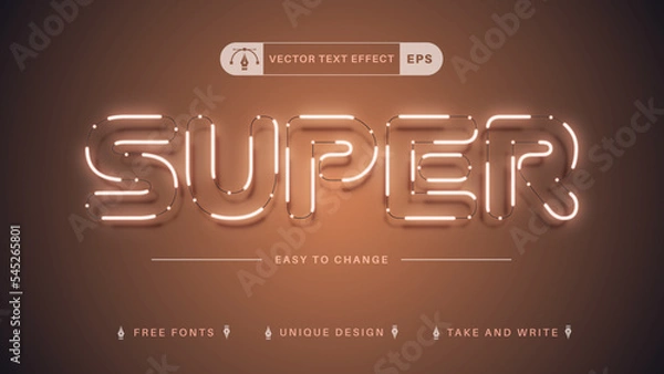 Fototapeta Yellow Glow - Editable Text Effect, Font Style