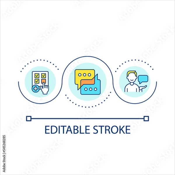 Fototapeta Encourage participation loop concept icon. Social involvement. Improve public activity abstract idea thin line illustration. Isolated outline drawing. Editable stroke. Arial font used