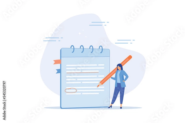 Obraz Taking note for study and work, efficient way for important information, summary or conclusion, planning or productivity concept, flat vector modern illustration