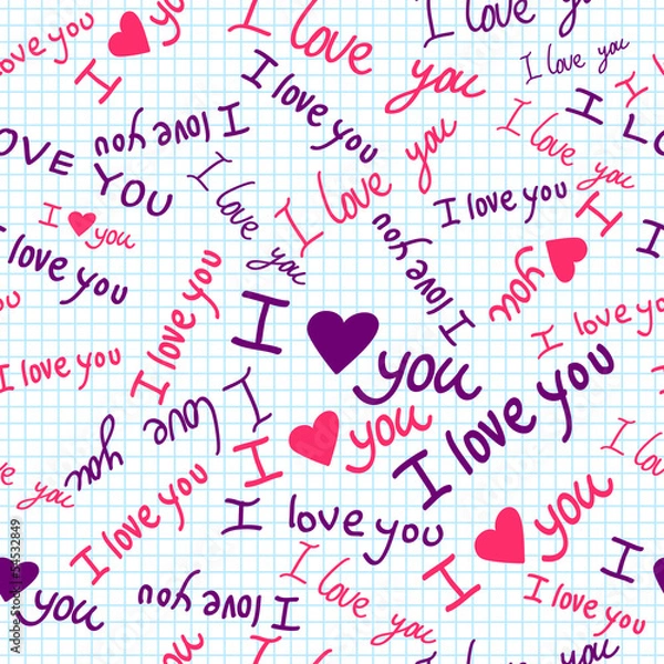 Fototapeta romantic seamless pattern with hearts