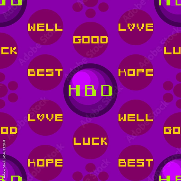 Fototapeta The seamless drawings circle to Wish you a very happy birthday on purple color for the background