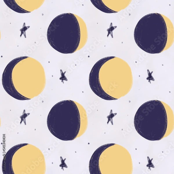 Fototapeta Celestial planet and stars seamless pattern. Vintage background for astrology and tarot. Design for wrapping paper, wallpaper, textile. Tablecloth texture.
