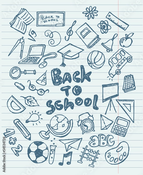 Obraz Back to school sketchy doodles