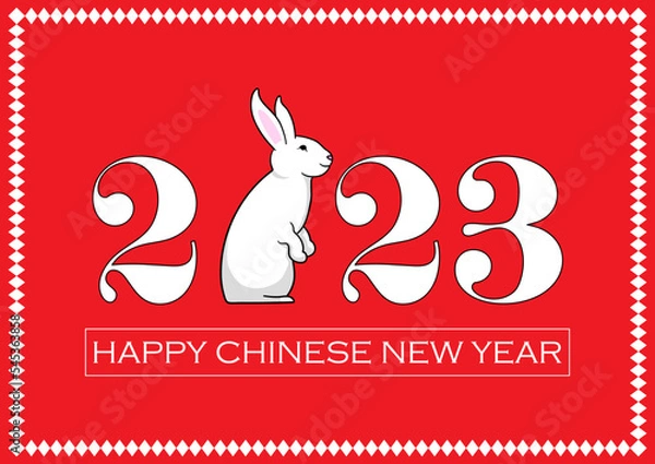 Fototapeta Happy chinese new year, wish post with rabbit illustration