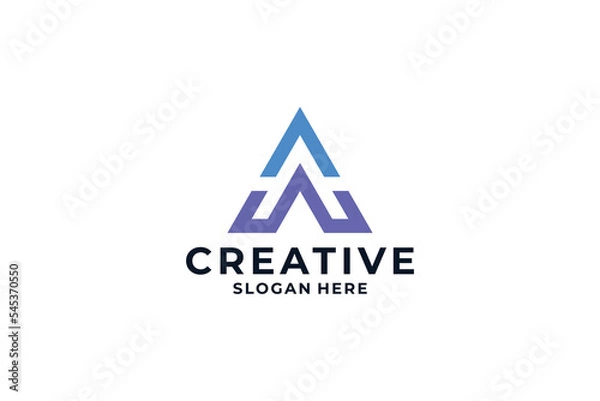 Fototapeta Letter A logo type with creative triangle concept.