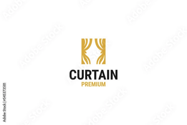 Fototapeta Flat creative curtain logo design vector template illustration