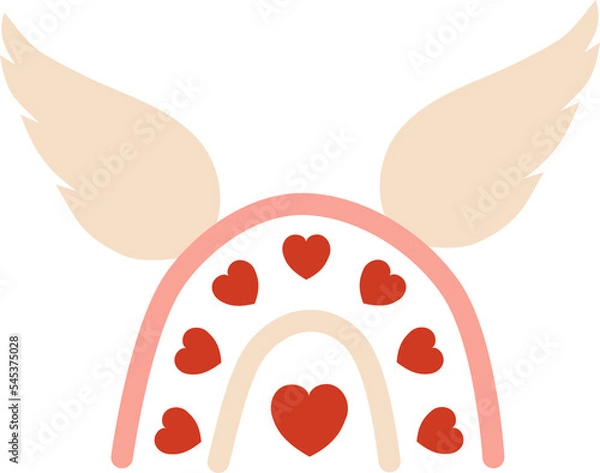 Obraz Rainbow with hearts and cupid's wings