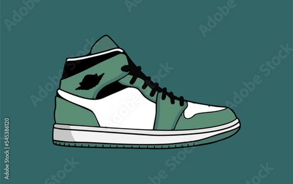 Fototapeta editable shoes illustration in vector style, hand drawn of dripping shoe in vector illustration, Fashion colorful Sneaker