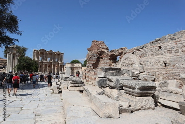 Obraz Tourits destination at library of Celsus at Ephesus, Turkey