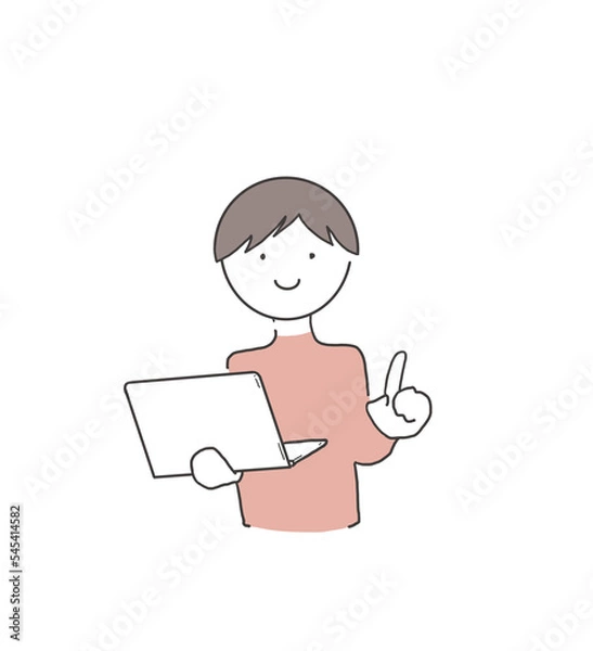 Fototapeta ノートパソコンを持った人のイラスト