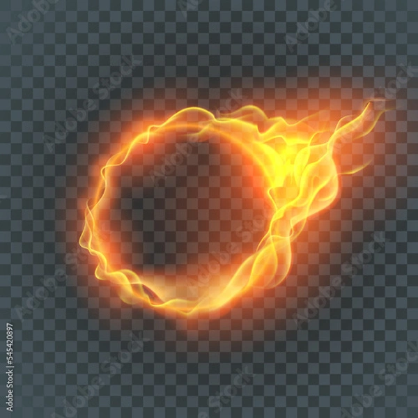 Fototapeta Round fiery frame. Glowing frames on transparent background.
