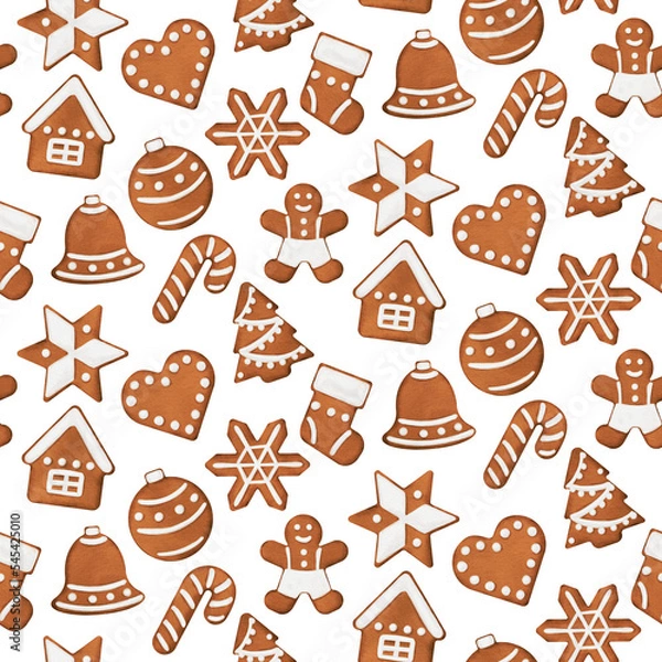 Obraz Christmas gingerbread seamless pattern. 