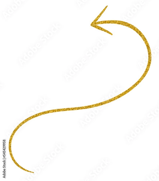 Obraz Golden glitter hand-drawn retro shapes. Arrow, 